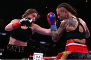 15 December 2018; Katie Taylor, left, in action against Eva Wahlstrom during their WBA & IBF World Lightweight Championship fight at Madison Square Garden in New York, USA. Photo by Ed Mulholland / Matchroom Boxing USA via Sportsfile