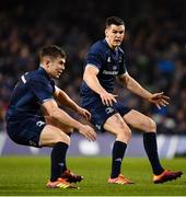 15 December 2018; Jonathan Sexton, right, and Luke McGrath of Leinster during the Heineken Champions Cup Pool 1 Round 4 match between Leinster and Bath at the Aviva Stadium in Dublin. Photo by Ramsey Cardy/Sportsfile