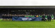 16 December 2018; The Meath and Dublin squads stand together before the Seán Cox Fundraising match between Meath and Dublin at Páirc Tailteann in Navan, Co Meath. Photo by Piaras Ó Mídheach/Sportsfile