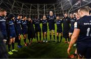 15 December 2018; The Leinster team huddle following the Heineken Champions Cup Pool 1 Round 4 match between Leinster and Bath at the Aviva Stadium in Dublin. Photo by Ramsey Cardy/Sportsfile