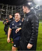 15 December 2018; Ed Byrne, left, and James Ryan of Leinster following the Heineken Champions Cup Pool 1 Round 4 match between Leinster and Bath at the Aviva Stadium in Dublin. Photo by Ramsey Cardy/Sportsfile