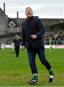 16 December 2018; Former Meath footballer Graham Geraghty reacts during a half-time penalty competition during the Seán Cox Fundraising match between Meath and Dublin at Páirc Tailteann in Navan, Co Meath. Photo by Piaras Ó Mídheach/Sportsfile