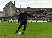 16 December 2018; Former Meath footballer Graham Geraghty takes a penalty during a half-time competition during the Seán Cox Fundraising match between Meath and Dublin at Páirc Tailteann in Navan, Co Meath. Photo by Piaras Ó Mídheach/Sportsfile