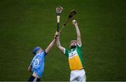 16 December 2018; Chathal O'Brien of Offaly in action against Conor Burke of Dublin during the Bord na Móna Walsh Cup Round 2 match between Dublin and Offaly at Parnell Park, Dublin. Photo by Harry Murphy/Sportsfile