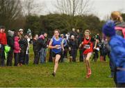 15 December 2018; Nicole Dinan of Leevale A.C., Co. Cork, and Saoirse Fitzgerald of Lucan Harriers A.C., Co. Dublin, competing in the U13 Girls event  during the Irish Life Health Novice & Juvenile Uneven Age Cross Country Championships 2018 at Navan Adventure Sports, Navan Racecourse in Meath. Photo by Eóin Noonan/Sportsfile