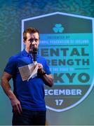 17 December 2018; ’Mental Strength and the Road to Tokyo’ is the first in a series of events hosted by Team Ireland’s Athletes’ Commission in the lead up to Tokyo 2020, focusing on mental fortitude during the qualification process of an Olympic cycle. The event was designed to prepare aspiring Olympians for their Olympic journey drawing on the experience of the Irish Olympic family. The event was attended by a wide spectrum of people across 20 sports, from junior athletes to seasoned Olympians. Speaking at the event is Team Ireland Athletes Commission Chairman Shane O'Connor at The Sugar Club in Dublin. Photo by Brendan Moran/Sportsfile