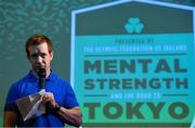 17 December 2018; ’Mental Strength and the Road to Tokyo’ is the first in a series of events hosted by Team Ireland’s Athletes’ Commission in the lead up to Tokyo 2020, focusing on mental fortitude during the qualification process of an Olympic cycle. The event was designed to prepare aspiring Olympians for their Olympic journey drawing on the experience of the Irish Olympic family. The event was attended by a wide spectrum of people across 20 sports, from junior athletes to seasoned Olympians. Speaking at the event is Team Ireland Athletes Commission Chairman Shane O'Connor at The Sugar Club in Dublin. Photo by Brendan Moran/Sportsfile