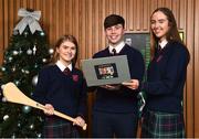 18 December 2018; The GAA today launched the innovative online GAA learning portal LCPE.ie, which supports the introduction of Physical Education at Higher and Ordinary Level in the Leaving Certificate Examination. Pictured are students from Ratoath College, Co. Meath, from left, Orla Hayes, Brian Moore and Karen Hayes, at Croke Park in Dublin. Photo by Seb Daly/Sportsfile