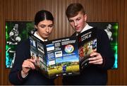 18 December 2018; The GAA today launched the innovative online GAA learning portal LCPE.ie, which supports the introduction of Physical Education at Higher and Ordinary Level in the Leaving Certificate Examination. Pictured are Rachel Fraughen and Lewis Nolan, students from Ratoath College, Co. Meath, at Croke Park in Dublin. Photo by Seb Daly/Sportsfile
