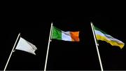 20 December 2018; The Kildare, Ireland and Offaly flags flying before the Bord na Móna O'Byrne Cup Round 1 match between Offaly and Kildare at Faithful Fields in Kilcormac, Offaly. Photo by Piaras Ó Mídheach/Sportsfile