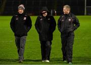 20 December 2018; Tyrone manager Mickey Harte, centre, along with selector Stephen O'Neil, left, and Gavin Devlin, assistant manager, before the Bank of Ireland Dr. McKenna Cup Round 1 match between Derry and Tyrone at Celtic Park, Derry. Photo by Oliver McVeigh/Sportsfile