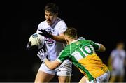 20 December 2018; Padraig Fogarty of Kildare in action against Nigel Bracken of Offaly during the Bord na Móna O'Byrne Cup Round 1 match between Offaly and Kildare at Faithful Fields in Kilcormac, Offaly. Photo by Piaras Ó Mídheach/Sportsfile