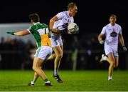 20 December 2018; Keith Cribbin of Kildare, supported by team mate Paul Cribbin, in action against Joseph O'Connor of Offaly during the Bord na Móna O'Byrne Cup Round 1 match between Offaly and Kildare at Faithful Fields in Kilcormac, Offaly. Photo by Piaras Ó Mídheach/Sportsfile