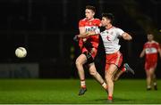 20 December 2018; Emmet Bradley of Derry in action against Conan Grugan of Tyrone during the Bank of Ireland Dr. McKenna Cup Round 1 match between Derry and Tyrone at Celtic Park, Derry. Photo by Oliver McVeigh/Sportsfile