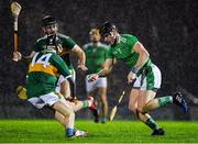20 December 2018; Paddy O'Loughlin of Limerick in action against Shane Conway and Daithi Griffin of Kerry during the Co-Op Superstores Munster Hurling League 2019 match between Kerry and Limerick at Austin Stack Park in Tralee, Kerry. Photo by Brendan Moran/Sportsfile