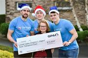 21 December 2018; Claire Shiels, Corporate Fundraiser with Lauralynn Ireland's Children's Hospice, with from left, Tipperary hurler Patrick Maher, Dublin footballers Con O'Callaghan and Brian Howard in attendance at the LauraLynn Charitable Donation at the LauraLynn Children's Hospice in Dublin. Photo by Matt Browne/Sportsfile