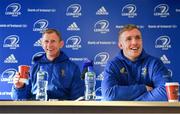 21 December 2018; Head coach Leo Cullen, left, and Dan Leavy during a Leinster Rugby Press Conference at the RDS Arena in Dublin. Photo by Piaras Ó Mídheach/Sportsfile