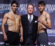 21 December 2018; Michael Conlan, left, and Jason Cunningham face off ahead of their Featherweight bout at Manchester Central in Manchester, England. Photo by David Fitzgerald/Sportsfile