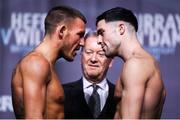 21 December 2018; Liam Williams, left, and Mark Heffron face off following the weigh in ahead of their vacant British Middleweight title bout at Manchester Central in Manchester, England. Photo by David Fitzgerald/Sportsfile