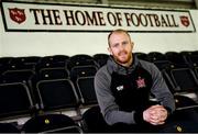 21 December 2018; Aaron McCarey poses for a portrait at Oriel Park in Dundalk after signing for Dundalk FC. Photo by Ramsey Cardy/Sportsfile