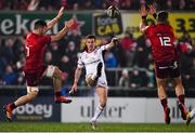 21 December 2018; Billy Burns of Ulster in action against Conor Oliver, left, and Jaco Taute of Munster during the Guinness PRO14 Round 11 match between Ulster and Munster at the Kingspan Stadium in Belfast. Photo by Ramsey Cardy/Sportsfile
