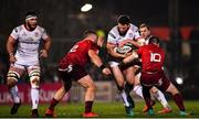 21 December 2018; Stuart McCloskey of Ulster is tackled by Jaco Taute, left, and JJ Hanrahan of Munster during the Guinness PRO14 Round 11 match between Ulster and Munster at the Kingspan Stadium in Belfast. Photo by Ramsey Cardy/Sportsfile