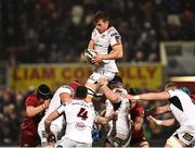 21 December 2018; Jordi Murphy of Ulster catches the ball in a lineout during the Guinness PRO14 Round 11 match between Ulster and Munster at the Kingspan Stadium in Belfast. Photo by Oliver McVeigh/Sportsfile