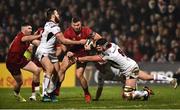 21 December 2018; Kevin O’Byrne of Munster is tackled by Stuart McCloskey, left, and Marcell Coetzee of Ulster during the Guinness PRO14 Round 11 match between Ulster and Munster at the Kingspan Stadium in Belfast. Photo by Oliver McVeigh/Sportsfile