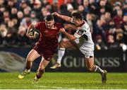 21 December 2018; Sammy Arnold of Munster is tackled by Billy Burns of Ulster during the Guinness PRO14 Round 11 match between Ulster and Munster at the Kingspan Stadium in Belfast. Photo by Oliver McVeigh/Sportsfile