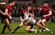 21 December 2018; Robert Baloucoune of Ulster is tackled by Darren Sweetnam of Munster during the Guinness PRO14 Round 11 match between Ulster and Munster at the Kingspan Stadium in Belfast. Photo by Oliver McVeigh/Sportsfile
