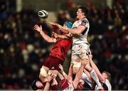 21 December 2018; Fineen Wycherley of Munster in a lineout against Ian Nagle of Ulster during the Guinness PRO14 Round 11 match between Ulster and Munster at the Kingspan Stadium in Belfast. Photo by Oliver McVeigh/Sportsfile