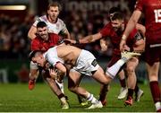 21 December 2018; James Hume of Ulster in action against Sammy Arnold of Munster during the Guinness PRO14 Round 11 match between Ulster and Munster at the Kingspan Stadium in Belfast. Photo by Oliver McVeigh/Sportsfile