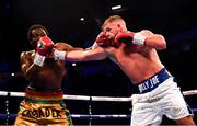 22 December 2018; Billy Joe Saunders, right, in action against Charles Agamu during their middleweight bout at the Manchester Arena in Manchester, England. Photo by David Fitzgerald/Sportsfile