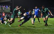 22 December 2018; Dan Leavy of Leinster dives over to score his side's fourth try during the Guinness PRO14 Round 11 match between Leinster and Connacht at the RDS Arena in Dublin. Photo by Matt Browne/Sportsfile