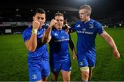 22 December 2018; Noel Reid, left, Seán Cronin, centre, and Dan Leavy of Leinster following the Guinness PRO14 Round 11 match between Leinster and Connacht at the RDS Arena in Dublin. Photo by Ramsey Cardy/Sportsfile
