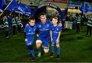 22 December 2018; Matchday mascots 8 year old James Walsh, from Leopardstown, Dublin, and 8 year old Toby Agnew, from Milltown, Dublin, with Leinster captain Rhys Ruddock ahead of the Guinness PRO14 Round 11 match between Leinster and Connacht at the RDS Arena in Dublin. Photo by Ramsey Cardy/Sportsfile