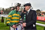 26 December 2018; Jockey Mark Walsh with trainer Joseph O'Brien after winning the Racing Post Novice Steeplechase with Le Richebourg during Day 1 of the Leopardstown Festival at Leopardstown racecourse in Dublin. Photo by Matt Browne/Sportsfile