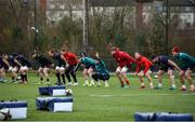 27 December 2018; Players, from left, Gavin Coombes, CJ Stander, Sam Arnold, Arno Botha, Chris Farrell, Rory Scannell, Conor Murray, Darren O'Shea, Andrew Conway, Ciaran Parker and Ian Keatley during Munster Rugby squad training at the University of Limerick in Limerick. Photo by Diarmuid Greene/Sportsfile