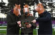 27 December 2018; Racegoers, from left, Graham Murphy, Stephen Murphy and Sean Baxter from Drogheda, Louth, ahead of day two of the Leopardstown Festival at Leopardstown Racecourse in Dublin. Photo by Eóin Noonan/Sportsfile