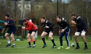 27 December 2018; Players, from left, Stephen Archer, Mike Sherry, Niall Scannell, Darren Sweetnam, and Tadhg Beirne during Munster Rugby squad training at the University of Limerick in Limerick. Photo by Diarmuid Greene/Sportsfile