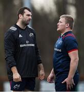 27 December 2018; Tadhg Beirne, left, and John Ryan in conversation during Munster Rugby squad training at the University of Limerick in Limerick. Photo by Diarmuid Greene/Sportsfile