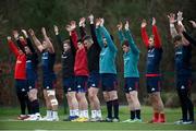 27 December 2018; Players, from left, Dave Kilcoyne, Ronan O'Mahony, Dan Goggin, Liam O'Connor, Alex Wootton, Shane Daly, Kevin O’Byrne, Neil Cronin, Duncan Williams, and Chris Cloete during Munster Rugby squad training at the University of Limerick in Limerick. Photo by Diarmuid Greene/Sportsfile