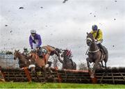 27 December 2018; Veinard, left, with Denis O'Regan up, falling at the last during the Paddy Power 'Enough of your Nonsense' Handicap Hurdle during day two of the Leopardstown Festival at Leopardstown Racecourse in Dublin. Photo by Eóin Noonan/Sportsfile