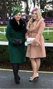 28 December 2018; Lisa Griffin, left, from Ballaghadreen, Co Roscommon, and Karrina Johnson from Gorteen, Co Sligo, enjoying day three of the Leopardstown Festival at Leopardstown racecourse in Dublin. Photo by Barry Cregg/Sportsfile