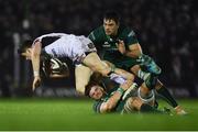 28 December 2018; Angus Kernohan of Ulster is tackled by Sean O’Brien of Connacht, as team mate Quinn Roux looks on, during the Guinness PRO14 Round 12 match between Connacht and Ulster at the Sportsground in Galway. Photo by Piaras Ó Mídheach/Sportsfile