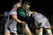 28 December 2018; Stephen Fitzgerald of Connacht is tackled by Ross Kane, left, and Ian Nagle of Ulster during the Guinness PRO14 Round 12 match between Connacht and Ulster at the Sportsground in Galway. Photo by Piaras Ó Mídheach/Sportsfile