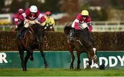 29 December 2018; Delta Work, left, with Davy Russell up, races ahead of Mortal, with Mark Walsh up, as they land badly at the last, on their way to winning the Neville Hotels Novice Steeplechase during day four of the Leopardstown Festival at Leopardstown Racecourse in Dublin. Photo by Barry Cregg/Sportsfile