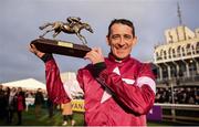 29 December 2018; Davy Russell celebrates after winning the Neville Hotels Novice Steeplechase on Delta Work during day four of the Leopardstown Festival at Leopardstown Racecourse in Dublin. Photo by David Fitzgerald/Sportsfile
