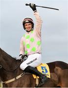 29 December 2018; Jockey Patrick Mullins celebrates on Sharjah after winning the Ryanair Hurdle during day four of the Leopardstown Festival at Leopardstown Racecourse in Dublin. Photo by Barry Cregg/Sportsfile