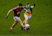 29 December 2018; Noel Mulligan of Westmeath in action against Johnny Moloney of Offaly during the Bord na Móna O'Byrne Cup Round 2 match between Westmeath and Offaly at Lakepoint Park, St Loman's GAA Club in Mullingar, Westmeath. Photo by Piaras Ó Mídheach/Sportsfile
